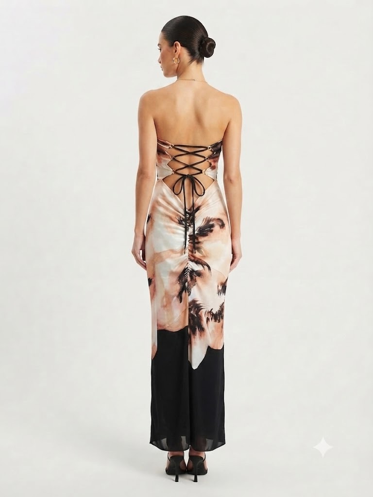Ethereal Constrast Strapless Dress