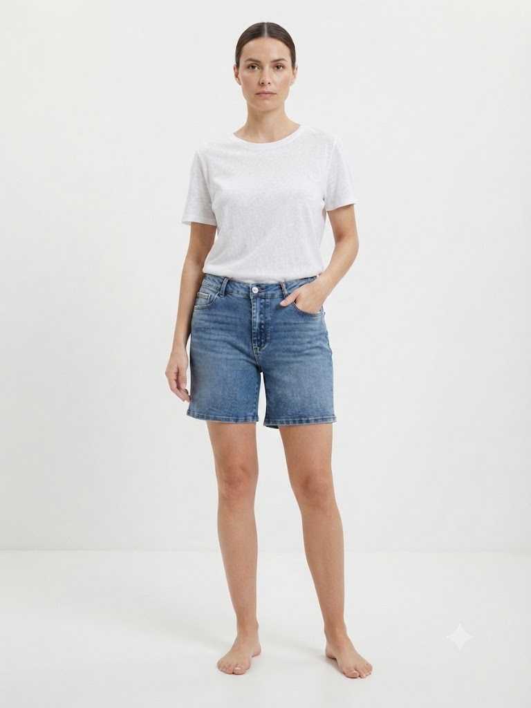 Classic Mid - Blue Denim Shorts