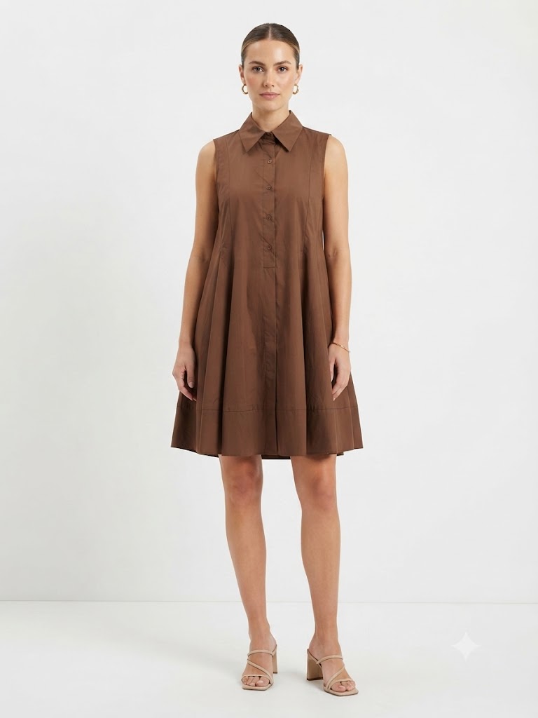 Classic Sleeveless Shirt Dress