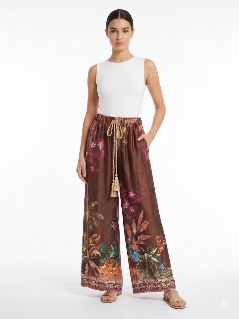 Tropical Print Palazzo Pants