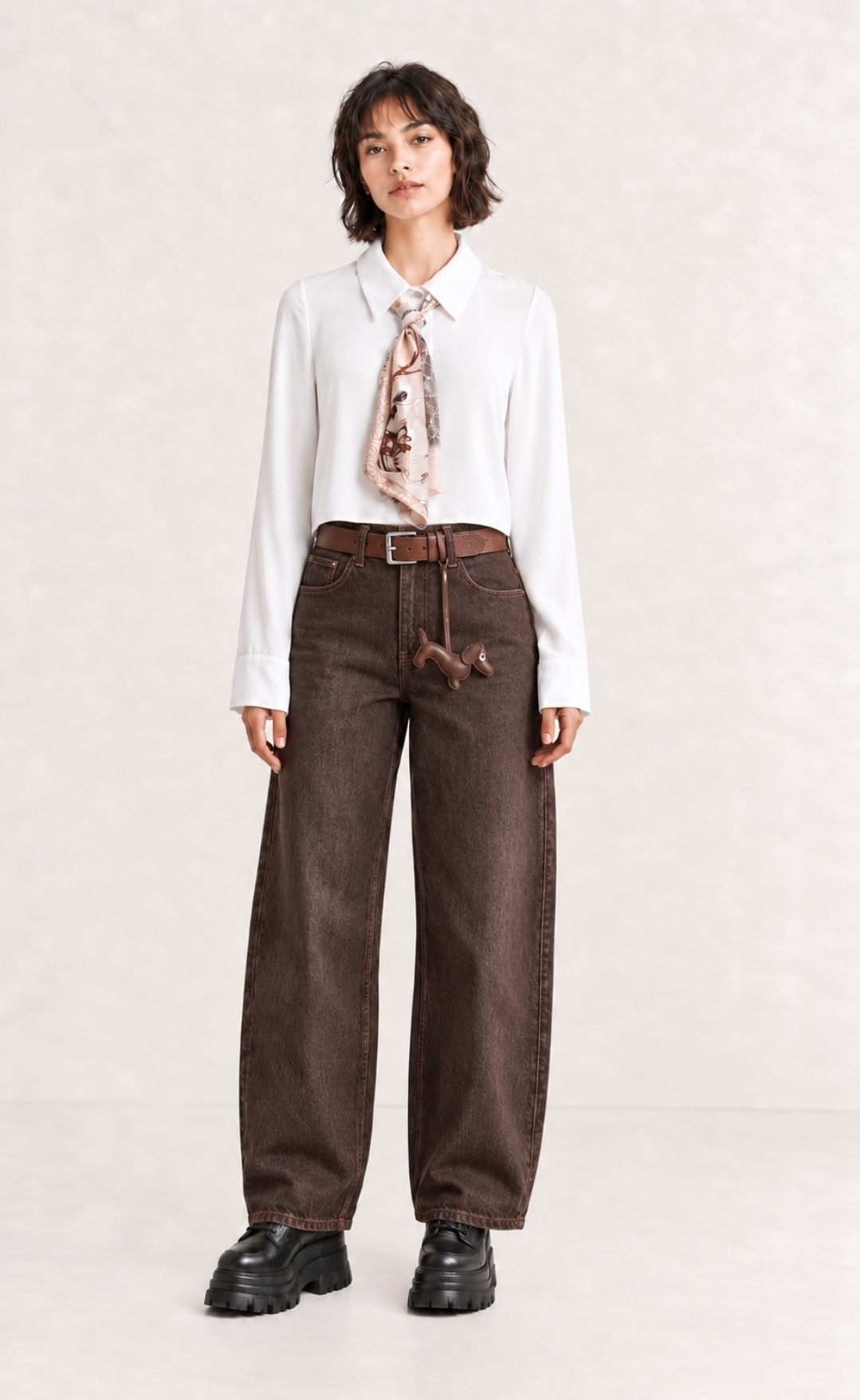 BROWN BARREL JEANS