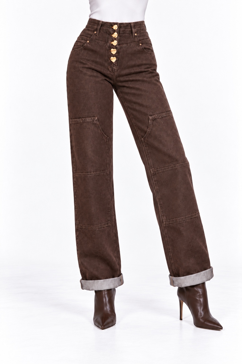 BROWN HIGH-WAISTED DENIM