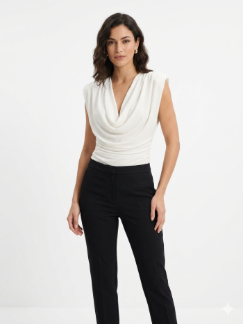 Draped Ivory Elegance Top