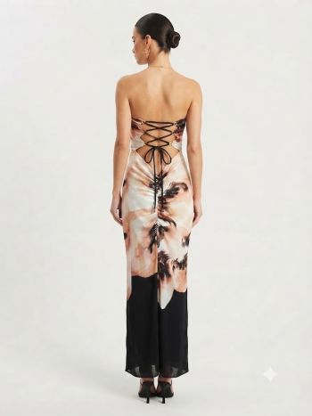 Ethereal Constrast Strapless Dress