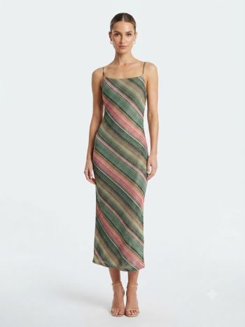 Stripe Glow Slip Dress