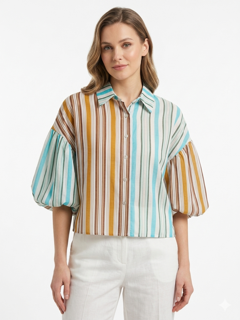 Φωτογραφία από Statement Sleeve Striped Button-Up
