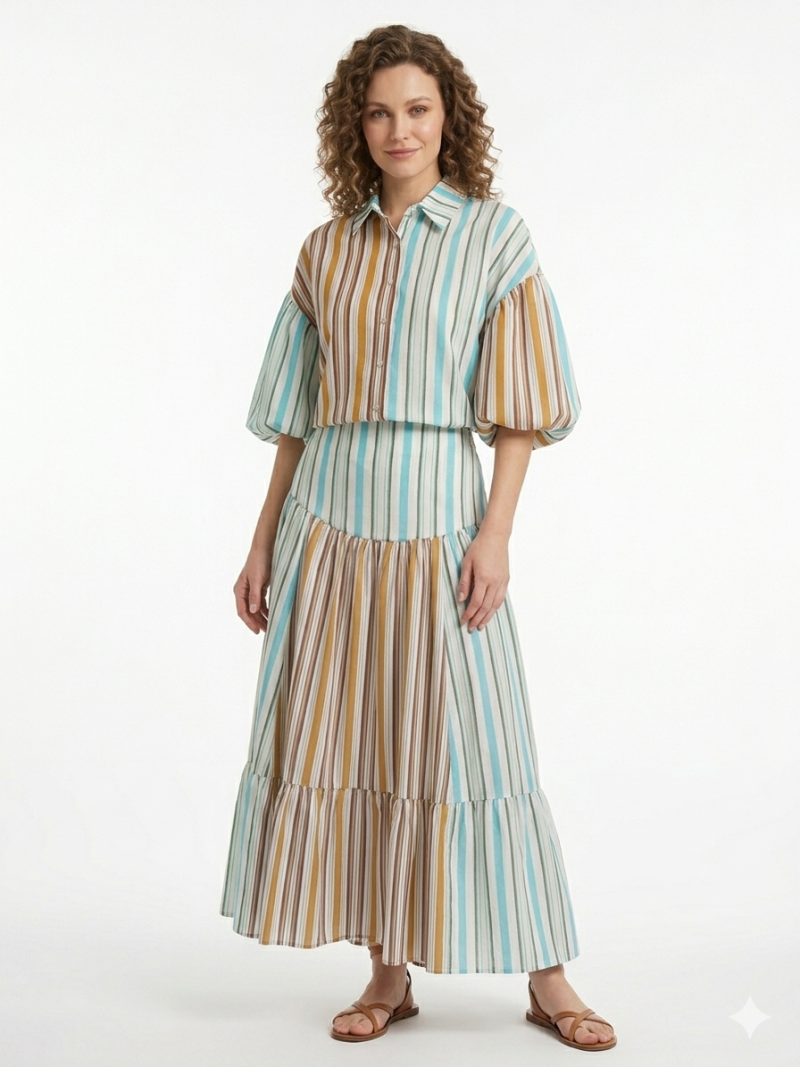 Φωτογραφία από Vertical Stripe Tiered Skirt