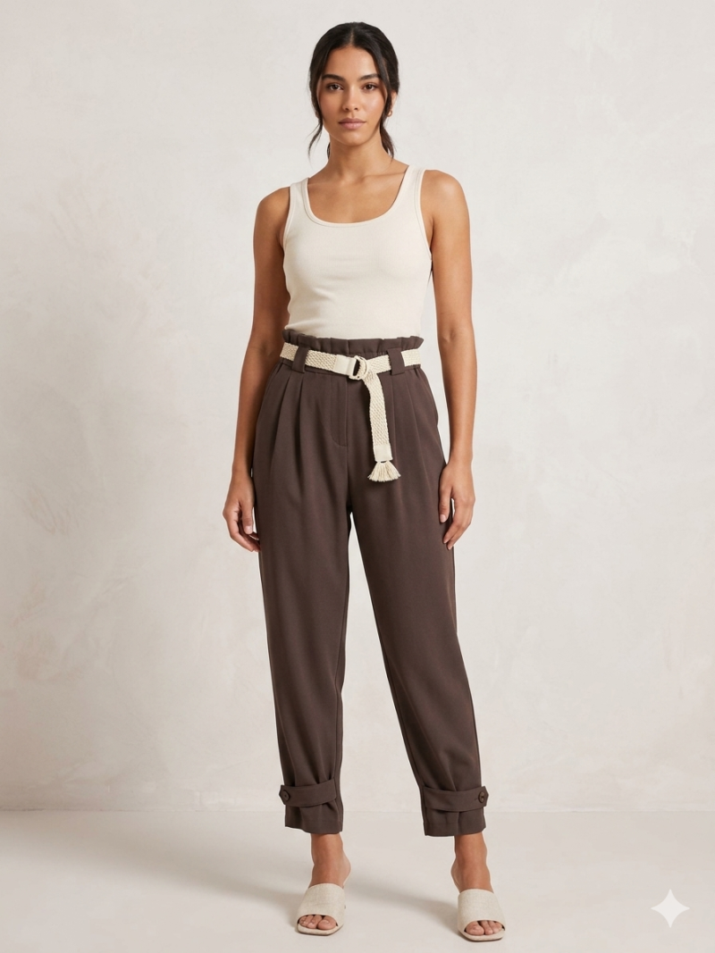 Earth Tone Belted παντελόνι Φωτογραφία από Earth Tone Belted παντελόνι