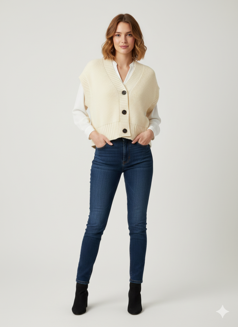 Φωτογραφία από "Ribbed Cropped Knit Vest"