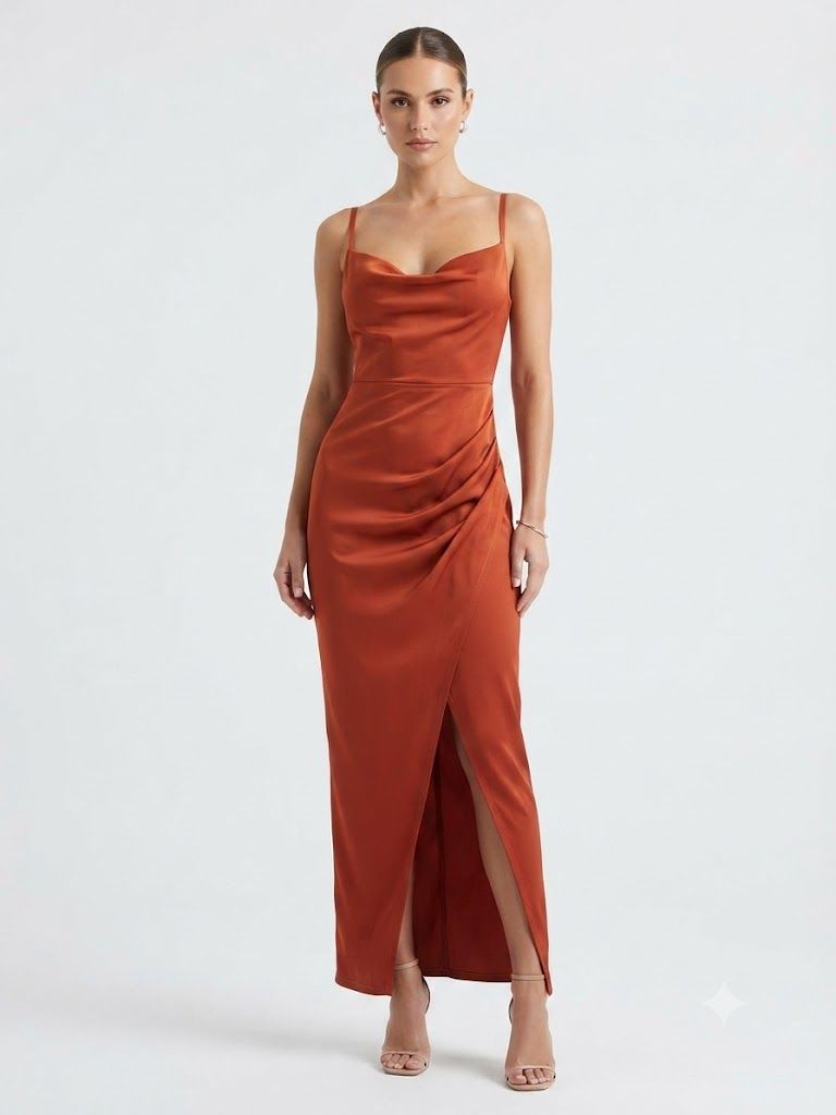 Φωτογραφία από Satin Drape Maxi Dress