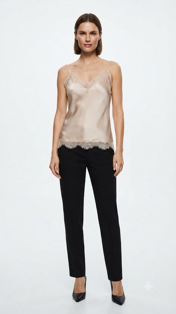 Φωτογραφία από Satin Camisole with Lace Trim