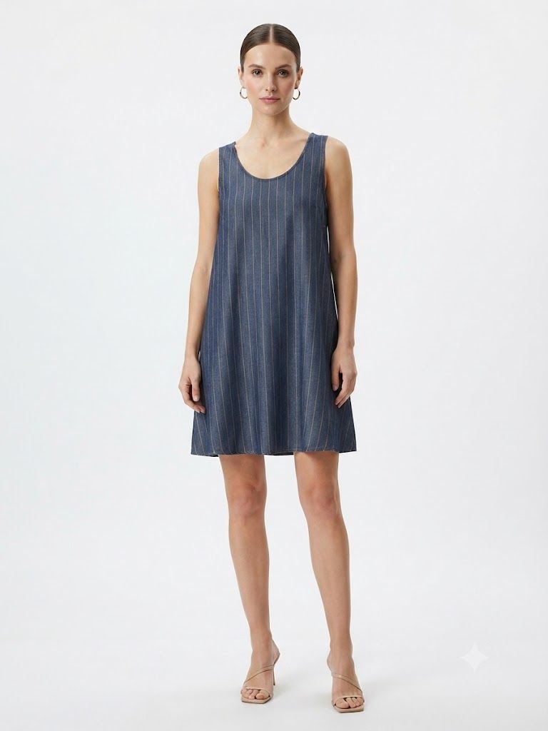 Φωτογραφία από Denim-Look Pinstripe Dress