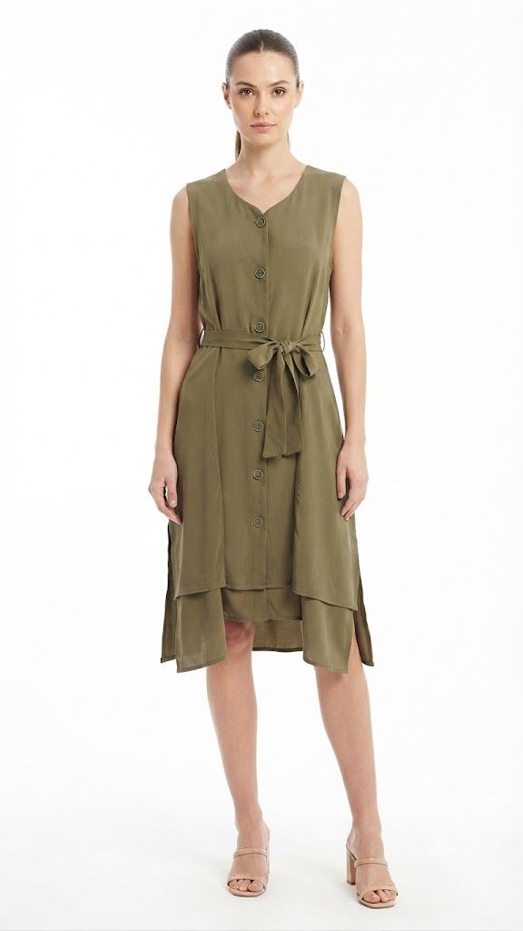 Φωτογραφία από Sleeveless Utility Midi Dress with Tiered Hem