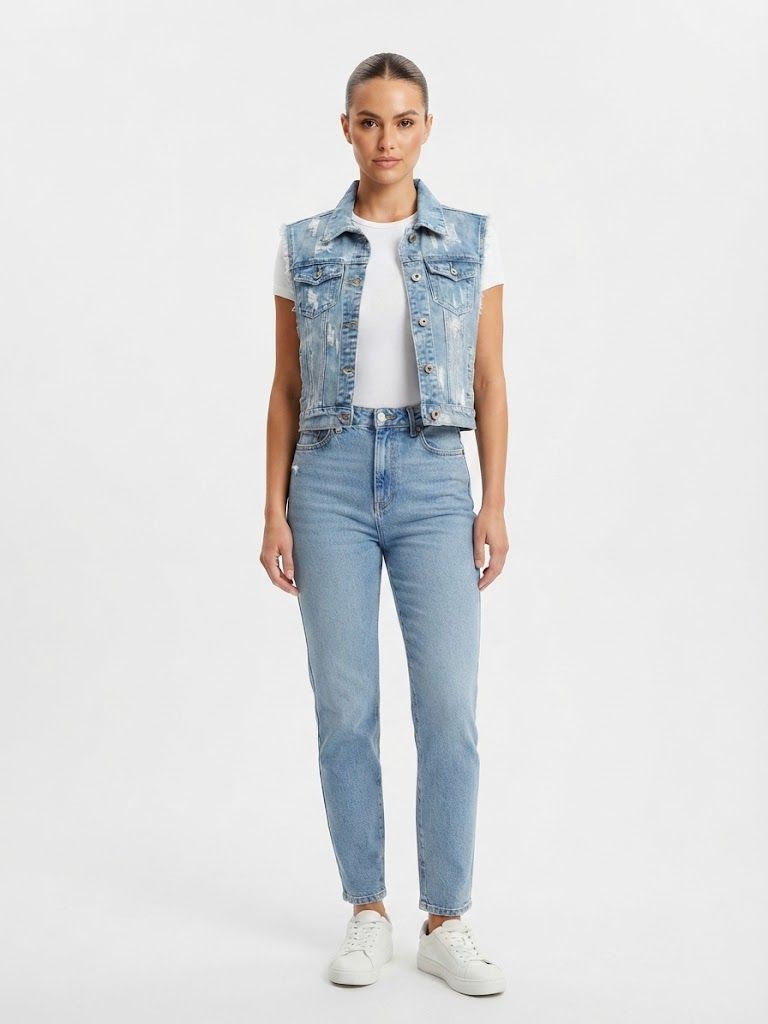 Φωτογραφία από Ripped Sleeveless Denim Jacket