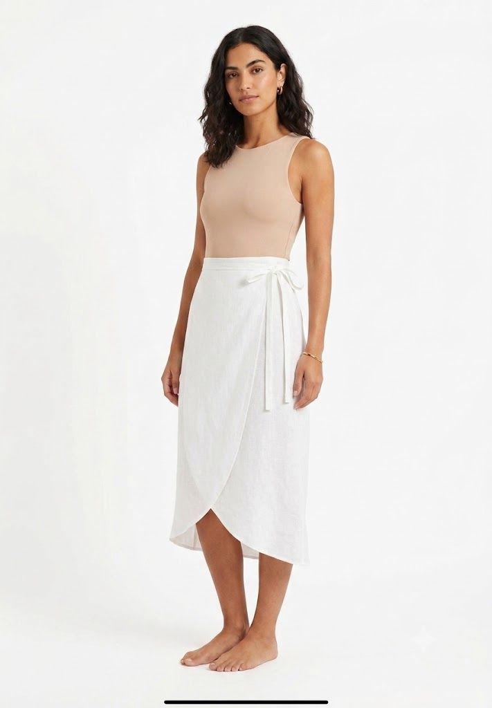 Φωτογραφία από Maxi Pure Linen Wrap Skirt