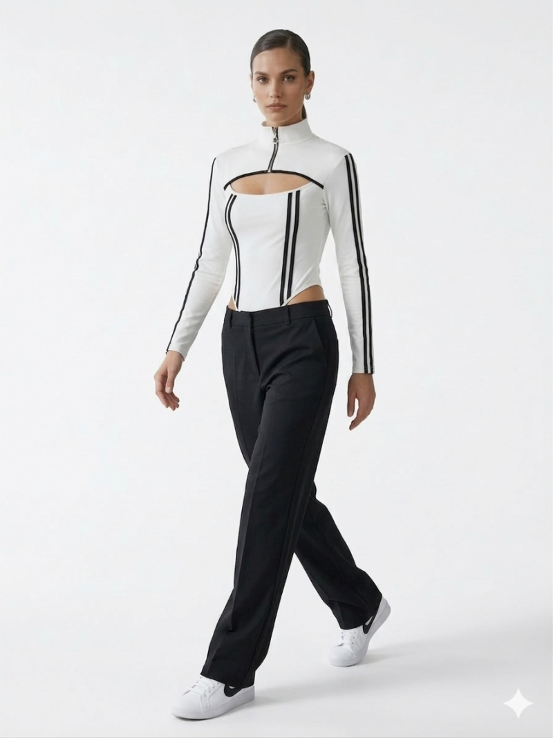 Φωτογραφία από " Constrast Line Mock - Neck " κορμάκι