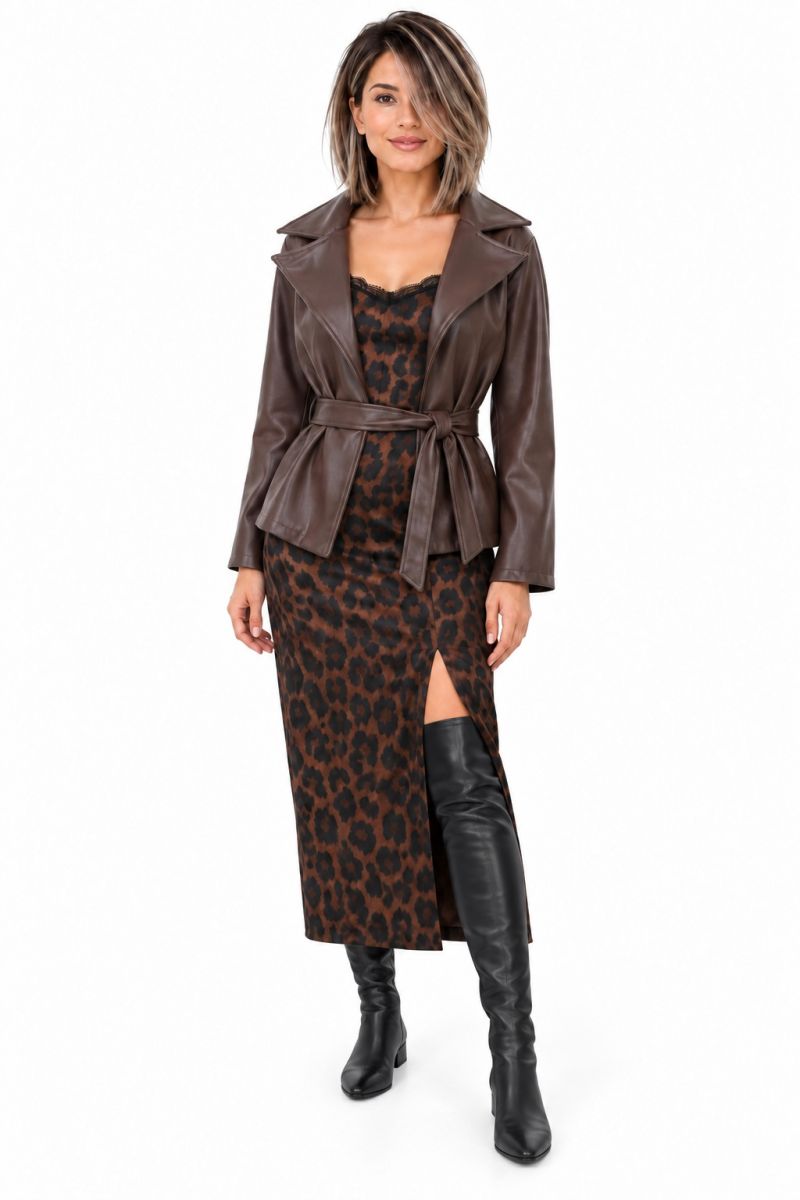 Φωτογραφία από FAUX LEATHER BELTED JACKET 