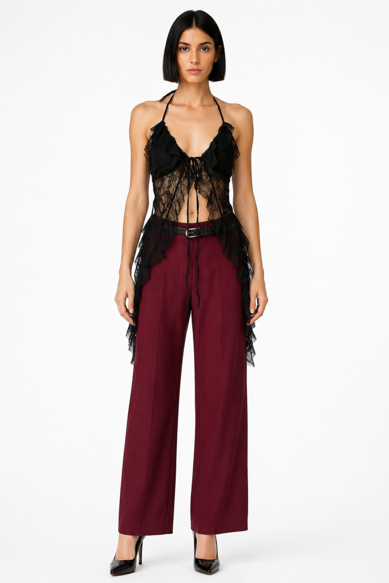 Φωτογραφία από BURGUNDY WIDE-LEG PANTS