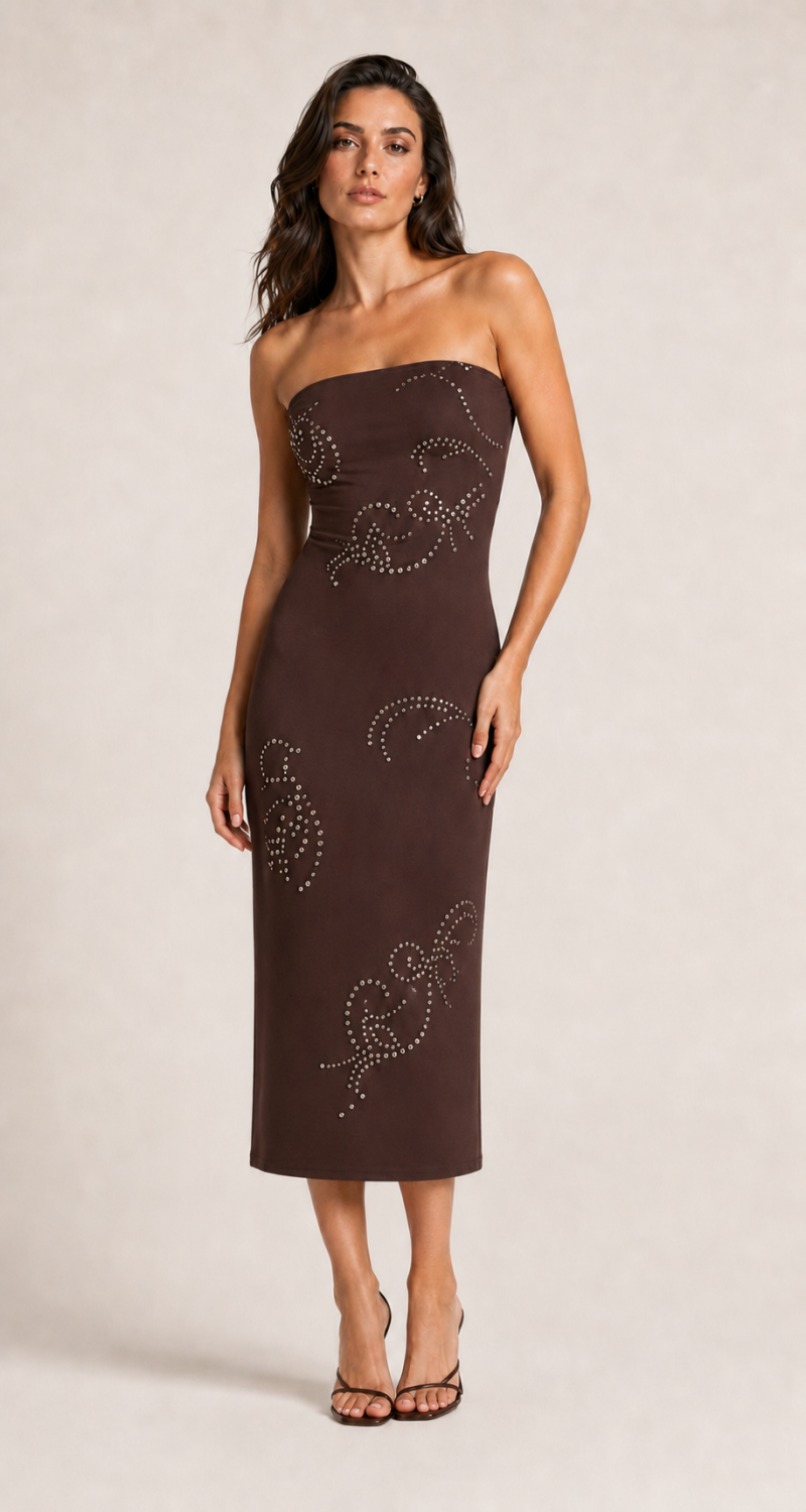 Φωτογραφία από STRIKING STRAPLESS MIDI DRESS